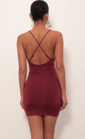 Picture thumb Ruched Cross-Back Dress In Burgundy. Source: https://media.lucyinthesky.com/data/Mar19_1/170xAUTO/781A4546.JPG