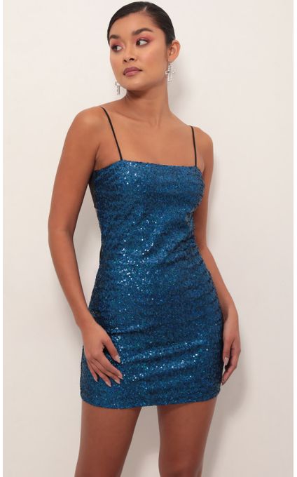 Party dresses > Empress Blue Sequin Dress