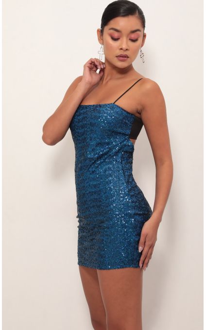 Party dresses > Empress Blue Sequin Dress