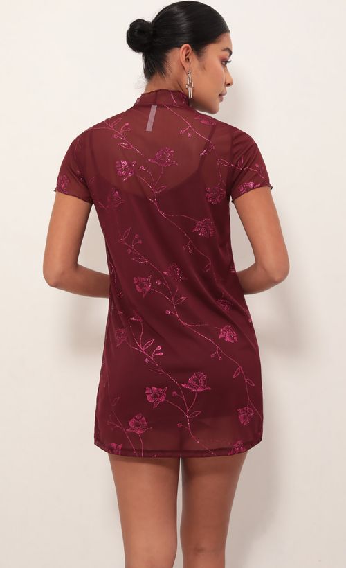 Picture Harper Dress in Burgundy Cherry Blossom. Source: https://media.lucyinthesky.com/data/Mar19_1/500xAUTO/781A3081.JPG
