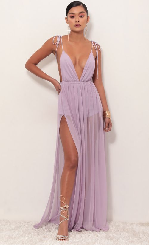 Picture Skylar Love Ties Maxi Dress in Lavender. Source: https://media.lucyinthesky.com/data/Mar19_1/500xAUTO/781A3807.JPG