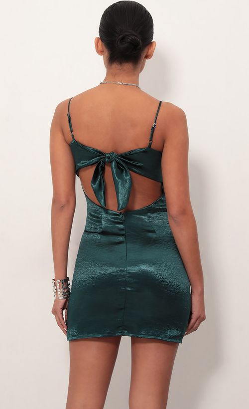 Picture Ariel Satin Tie Back Dress In Green. Source: https://media.lucyinthesky.com/data/Mar19_1/500xAUTO/781A5097S.JPG