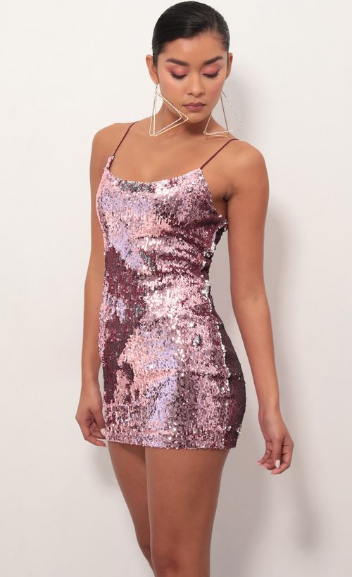 Picture Glisten Bodycon Dress in Deep Mauve. Source: https://media.lucyinthesky.com/data/Mar19_1/500xAUTO/781A5900.JPG
