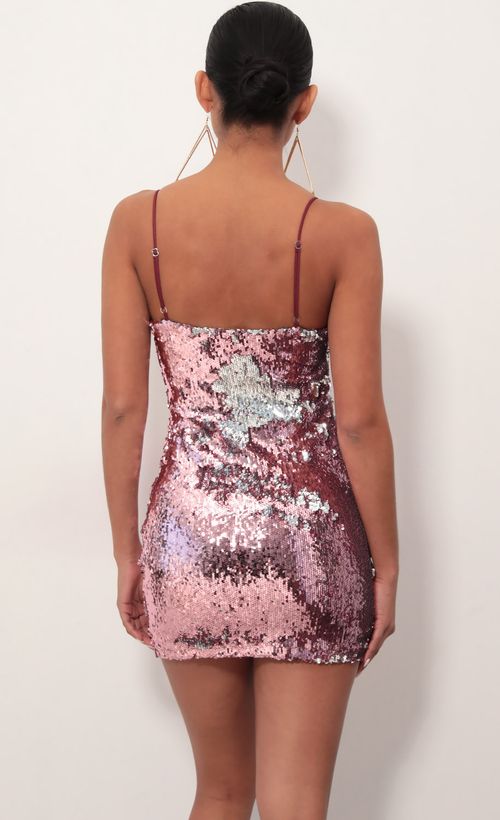 Picture Glisten Bodycon Dress in Deep Mauve. Source: https://media.lucyinthesky.com/data/Mar19_1/500xAUTO/781A5917.JPG