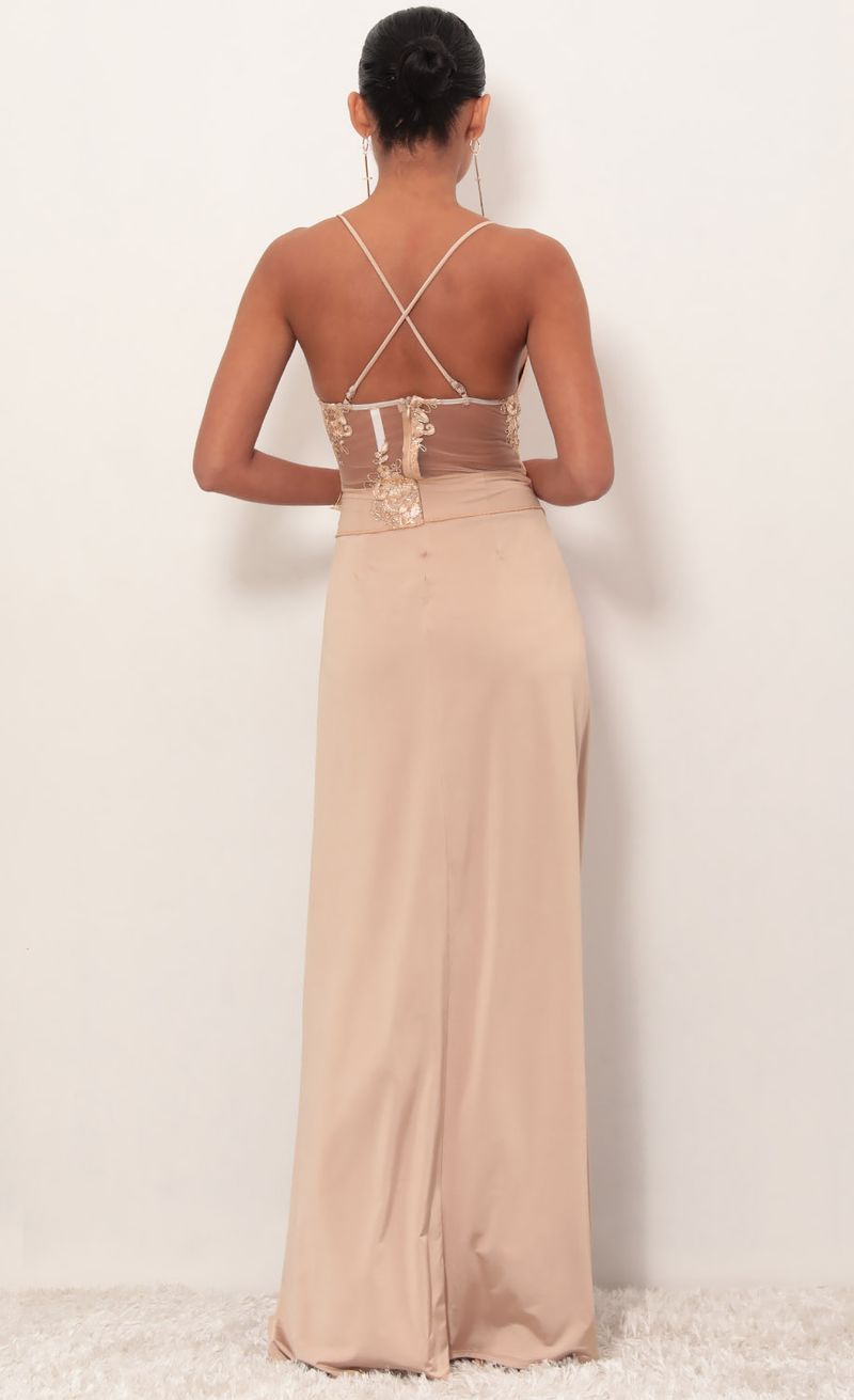Picture Tulum Lace Maxi Dress in Champagne. Source: https://media.lucyinthesky.com/data/Mar19_1/800xAUTO/781A3801.JPG