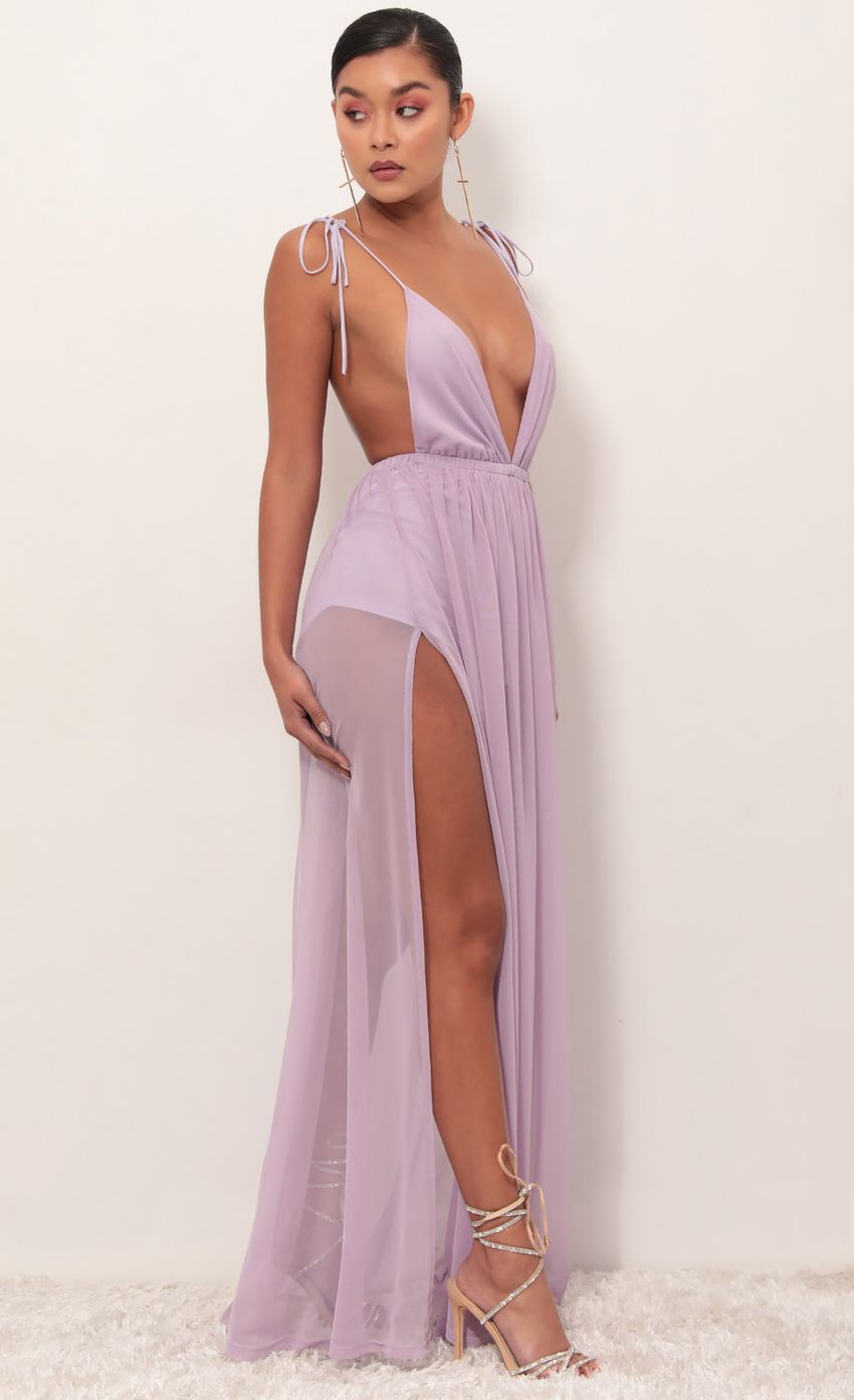 Picture Skylar Love Ties Maxi Dress in Lavender. Source: https://media.lucyinthesky.com/data/Mar19_1/850xAUTO/781A3819.JPG