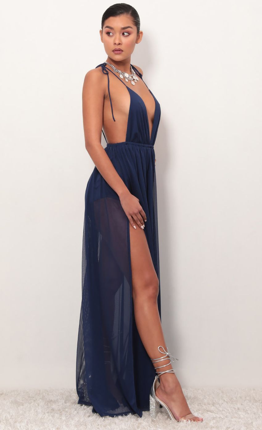 Picture Skylar Love Ties Maxi Dress in Navy. Source: https://media.lucyinthesky.com/data/Mar19_2/850xAUTO/781A6646.JPG