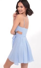 Picture thumb Jillian Chiffon Wrap Dress in Blue Dots. Source: https://media.lucyinthesky.com/data/Mar20_1/170xAUTO/781A6138.JPG