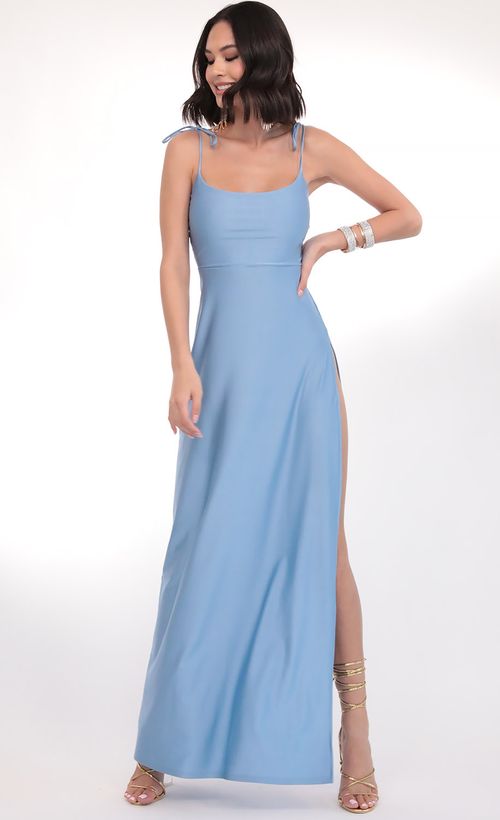 Picture Marlena Satin Ties Maxi in Sky Blue. Source: https://media.lucyinthesky.com/data/Mar20_1/500xAUTO/781A4976.JPG