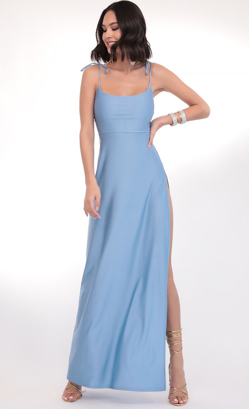 Picture Marlena Satin Ties Maxi in Sky Blue. Source: https://media.lucyinthesky.com/data/Mar20_1/800xAUTO/781A4976.JPG