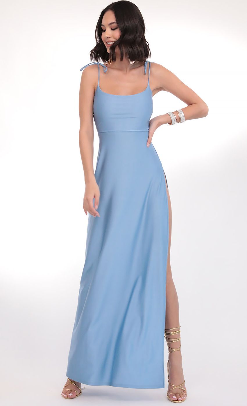 Picture Marlena Satin Ties Maxi in Sky Blue. Source: https://media.lucyinthesky.com/data/Mar20_1/850xAUTO/781A4976.JPG