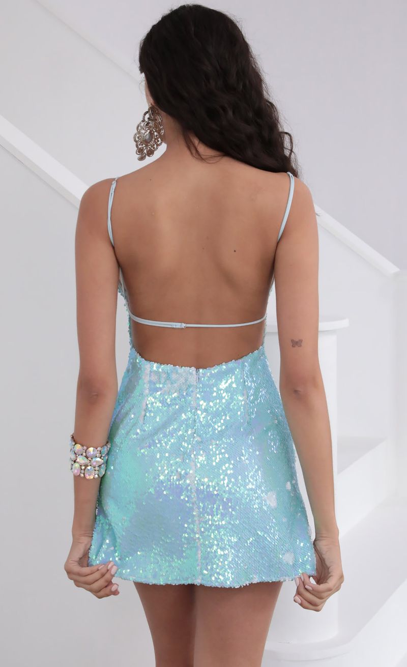 Picture Bliss Iridescent Sequin Dress In Aqua Blue. Source: https://media.lucyinthesky.com/data/Mar20_2/800xAUTO/781A2012.JPG