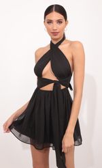 Picture Dani Halter Open Dress in Black Crinkle Chiffon. Source: https://media.lucyinthesky.com/data/Mar21_1/150xAUTO/1V9A78081.JPG
