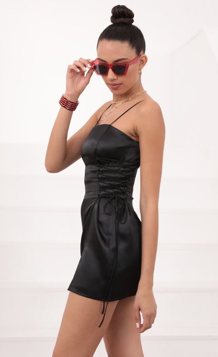 Party dresses > Lucy Sky Dress in Black Satin