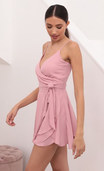 Party dresses > Melody Wrap Skater Dress in Pink