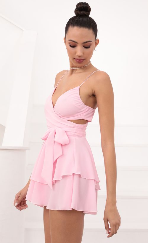 Picture Shelby Ruffle Baby Doll Romper in Pink. Source: https://media.lucyinthesky.com/data/Mar21_1/500xAUTO/1V9A1833_2.JPG