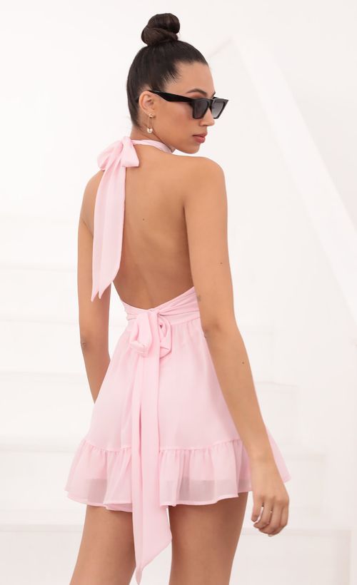 Picture Liv Halter Chiffon Dress in Pink. Source: https://media.lucyinthesky.com/data/Mar21_1/500xAUTO/1V9A4206.JPG