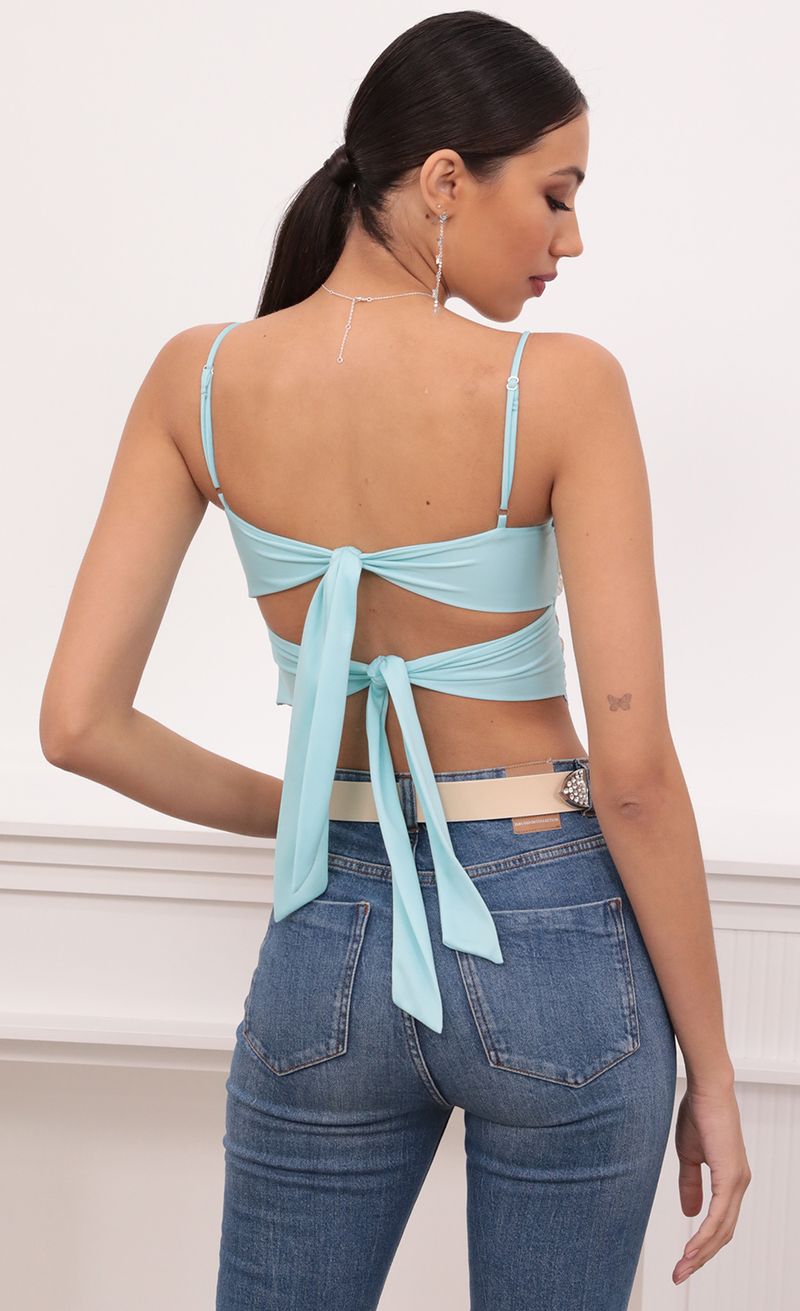 Picture Roma Top in Aqua and Off White Lace. Source: https://media.lucyinthesky.com/data/Mar21_1/800xAUTO/1V9A4489.JPG