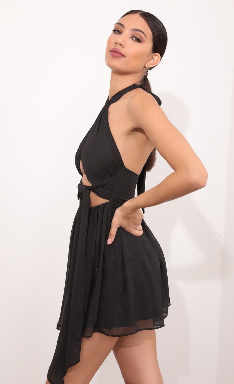 Picture Dani Halter Open Dress in Black Crinkle Chiffon. Source: https://media.lucyinthesky.com/data/Mar21_1/800xAUTO/1V9A7828.JPG