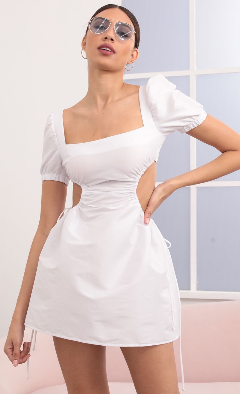 Ashley Puff Sleeve in White Taffeta 