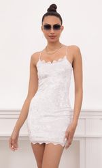 Picture Glisten Bodycon Dress in White Iridescent. Source: https://media.lucyinthesky.com/data/Mar21_2/150xAUTO/1V9A1201.JPG