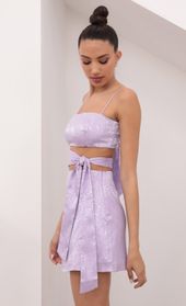 Picture thumb Betsy Cutout Tie Dress Jacquard Lavender. Source: https://media.lucyinthesky.com/data/Mar21_2/170xAUTO/1V9A7757.JPG