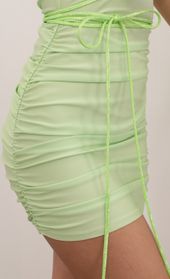 Picture thumb Kim Front Tie Ruched Dress in Lime Green. Source: https://media.lucyinthesky.com/data/Mar21_2/170xAUTO/AT2A3654.JPG