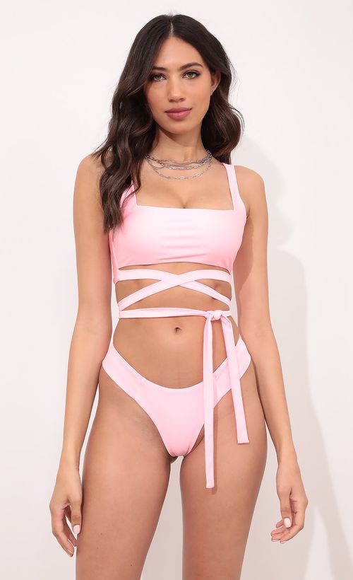 Picture Fiji Front Tie Bikini Set in Neon Pink. Source: https://media.lucyinthesky.com/data/Mar21_2/500xAUTO/1V9A1421.JPG