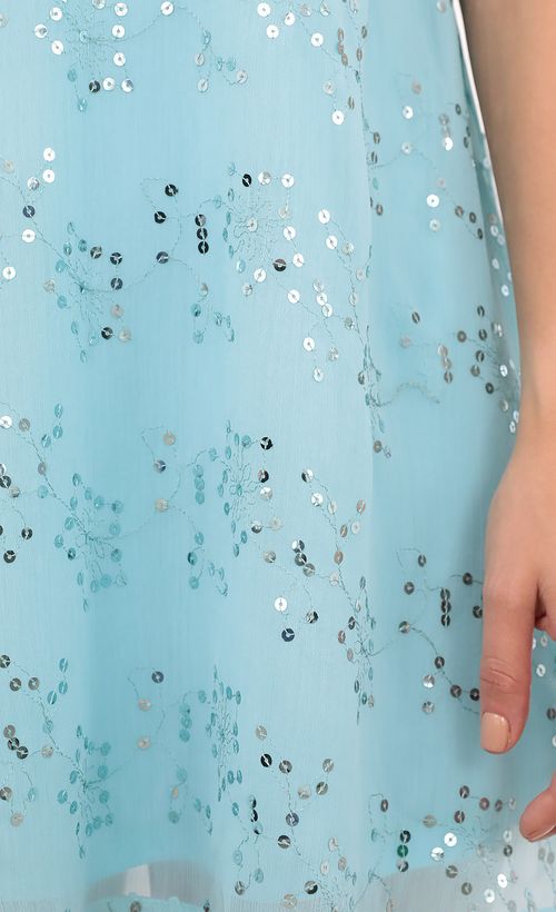 Picture Maya Halter Dress in Aqua With Silver Sequin. Source: https://media.lucyinthesky.com/data/Mar21_2/500xAUTO/1V9A6895.JPG