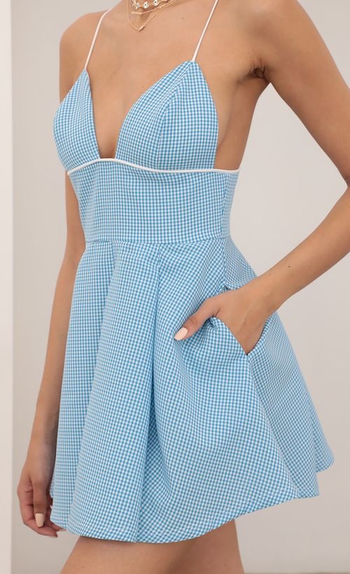 Picture Babette Pleated Dress in Gingham Blue. Source: https://media.lucyinthesky.com/data/Mar21_2/500xAUTO/AT2A6336.JPG