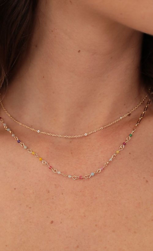 Rainbow Beads Multicolor Gold Chain 