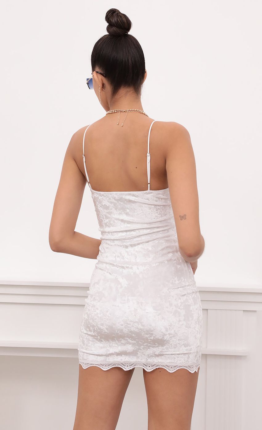 Picture Lace Bodycon Velvet Dress In White. Source: https://media.lucyinthesky.com/data/Mar21_2/850xAUTO/1V9A1230.JPG