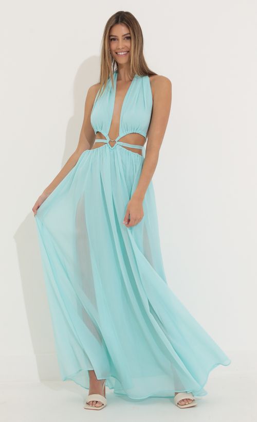 Picture Jocelyn Cutout Maxi in Turquoise. Source: https://media.lucyinthesky.com/data/Mar22_1/500xAUTO/1V9A2905.JPG