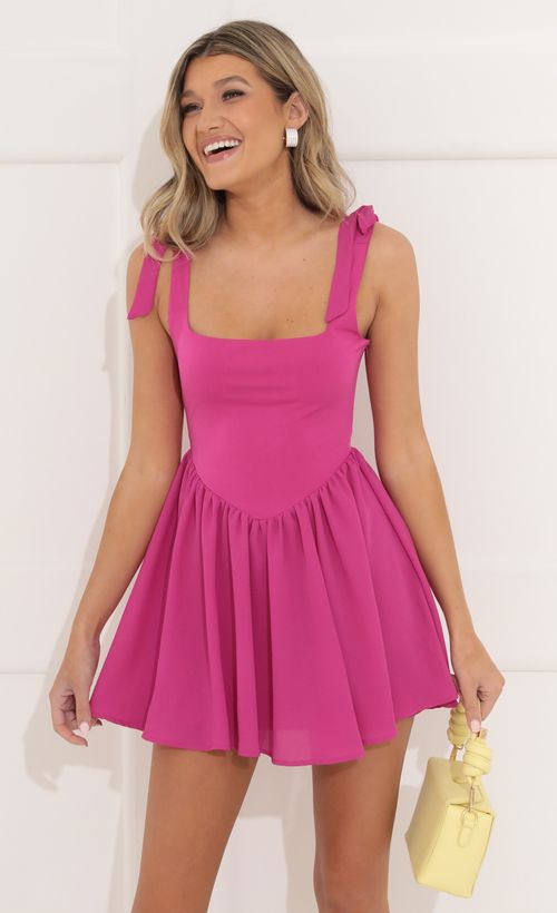 Picture Lanni Fit and Flare Dress in Mauve. Source: https://media.lucyinthesky.com/data/Mar22_2/500xAUTO/1V9A0568.JPG