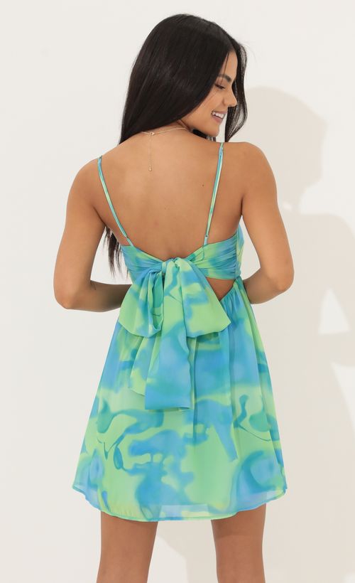 Picture Ximena Fit and Flare Dress in Blue Swirl. Source: https://media.lucyinthesky.com/data/Mar22_2/500xAUTO/1V9A4999.JPG