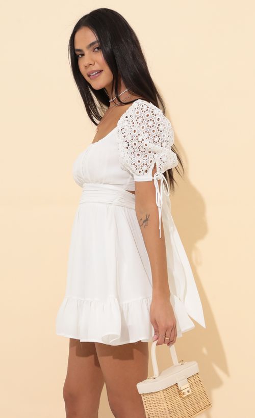 Picture Shay Babydoll Dress in White. Source: https://media.lucyinthesky.com/data/Mar22_2/500xAUTO/1V9A9121.JPG