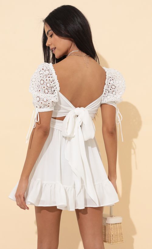 Picture Shay Babydoll Dress in White. Source: https://media.lucyinthesky.com/data/Mar22_2/500xAUTO/1V9A9143.JPG