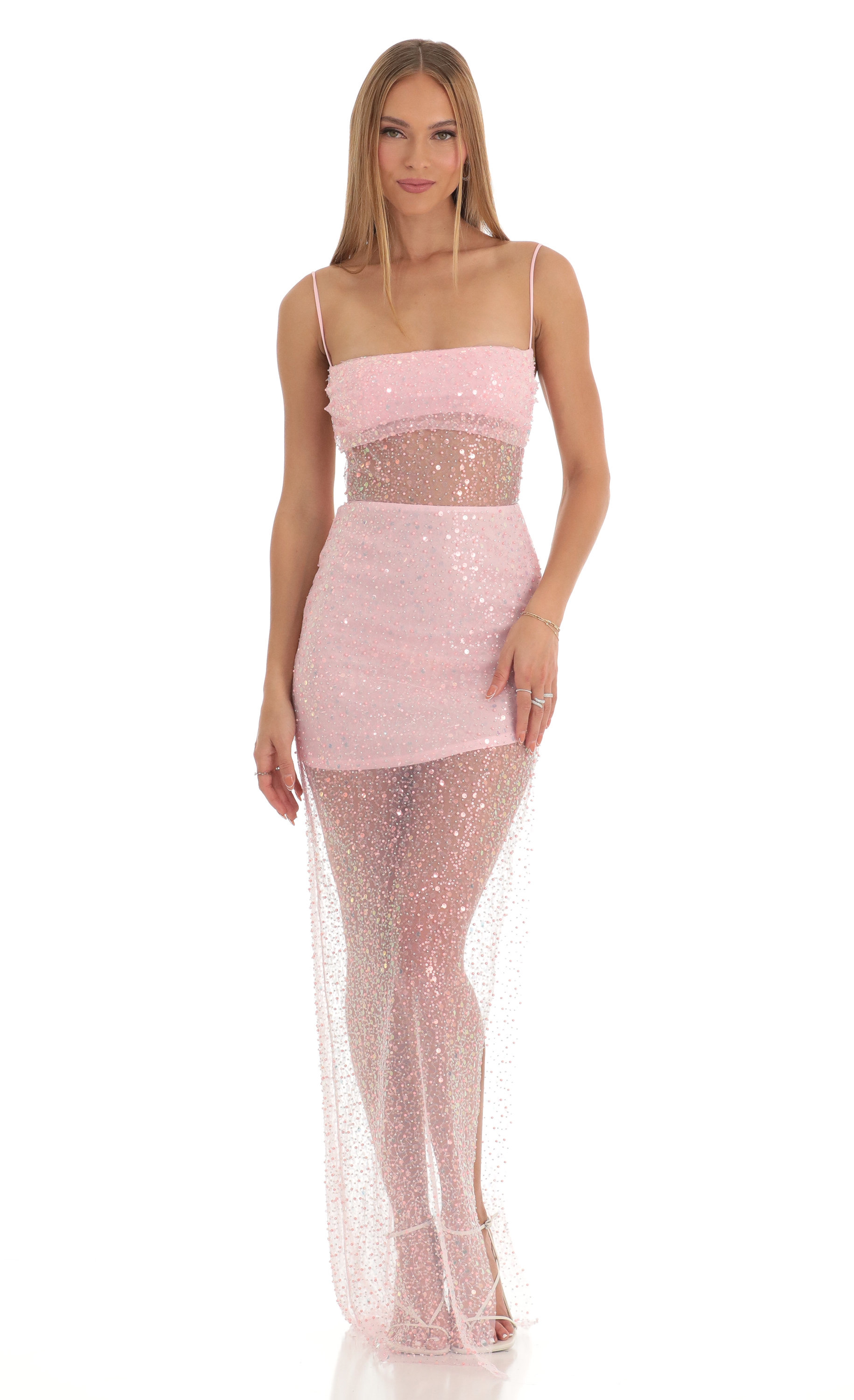 Marielle Sequin Maxi Dress in Pink