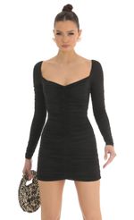 Picture Audria Ruched Bodycon Dress in Black. Source: https://media.lucyinthesky.com/data/Mar23/150xAUTO/10f115d9-1876-4319-8517-40dc31cf834f.jpg