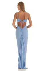 Picture Diya Ruched Maxi Dress in Blue. Source: https://media.lucyinthesky.com/data/Mar23/150xAUTO/3b4e6b77-f4cf-4d4a-816f-609f7653c283.jpg