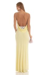 Picture Mira Lace Open Back Maxi Dress in Yellow. Source: https://media.lucyinthesky.com/data/Mar23/150xAUTO/414244d4-397b-4be9-b222-dd873fb80102.jpg