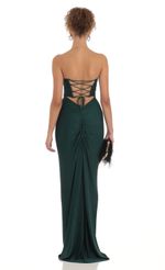 Picture Macey Corset Strapless Dress in Green. Source: https://media.lucyinthesky.com/data/Mar23/150xAUTO/53f2e0ed-d705-491e-a106-106e37bc0dc2.jpg