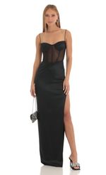 Picture Vita Corset Maxi Dress in Black. Source: https://media.lucyinthesky.com/data/Mar23/150xAUTO/64c25c3c-c348-4c38-8292-c0dcbdb78e75.jpg