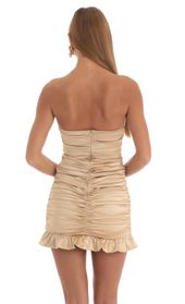 Picture thumb Ravena Ruched Strapless Dress in Gold. Source: https://media.lucyinthesky.com/data/Mar23/170xAUTO/0f1dc326-53ca-4518-902b-2f3a04fab8fe.jpg