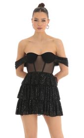 Picture thumb Amarea Sequin Corset Dress in Black. Source: https://media.lucyinthesky.com/data/Mar23/170xAUTO/25922340-e639-4521-88ff-fc1e536ea688.jpg