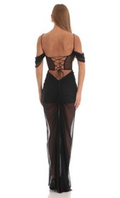 Picture thumb Spice Mesh Corset Maxi Dress in Black. Source: https://media.lucyinthesky.com/data/Mar23/170xAUTO/45c8645c-64cb-4ee1-8954-eb56e862a129.jpg