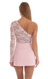 Picture thumb Farrah Lace One Shoulder Dress in Pink. Source: https://media.lucyinthesky.com/data/Mar23/170xAUTO/5ec60551-a9ae-47ab-b243-4b496b8738e4.jpg