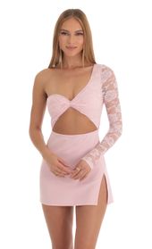 Picture thumb Farrah Lace One Shoulder Dress in Pink. Source: https://media.lucyinthesky.com/data/Mar23/170xAUTO/9e25a200-3ed9-4924-9744-294bc9b2188f.jpg