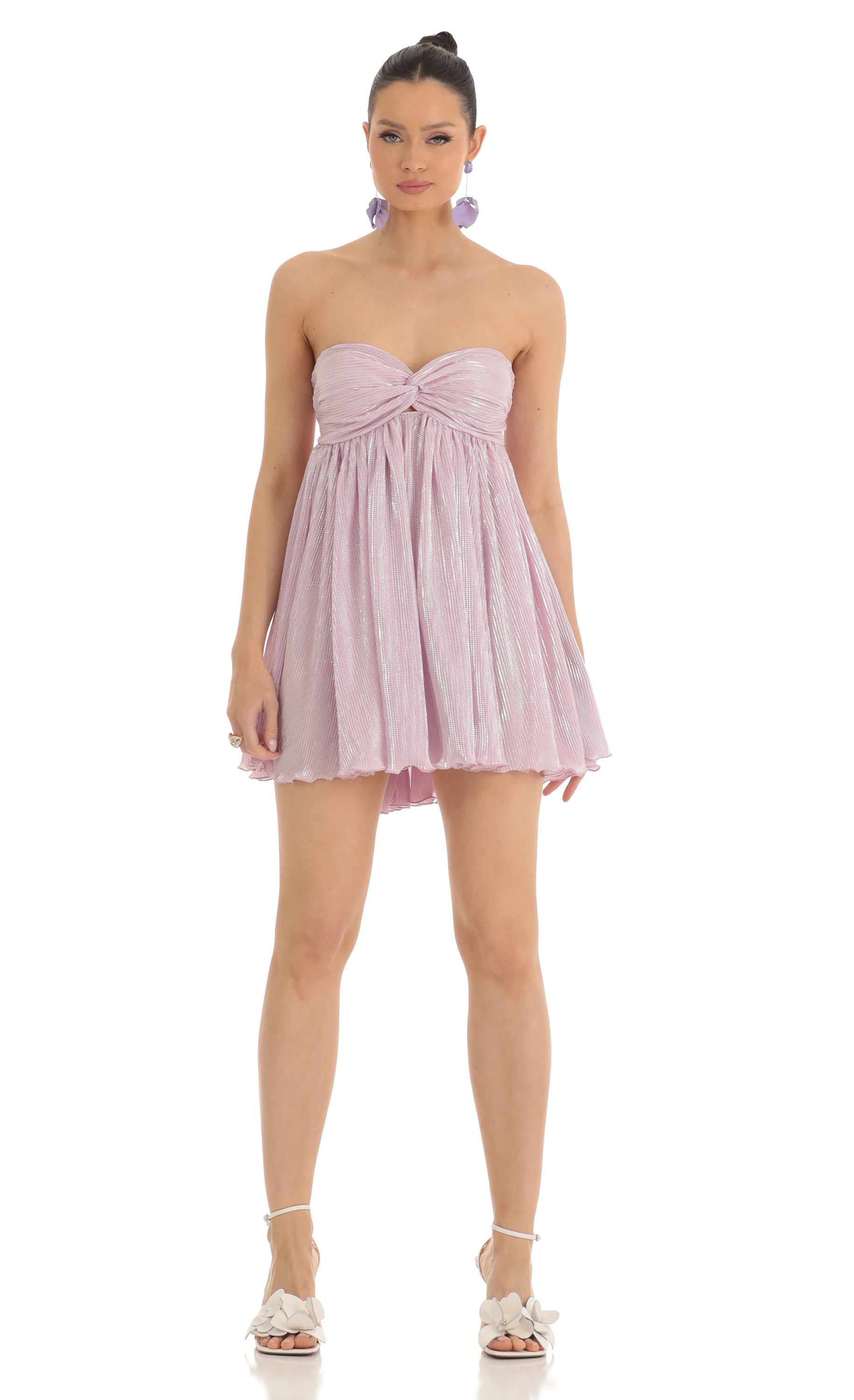 Fran Shimmer Strapless Dress in Lilac