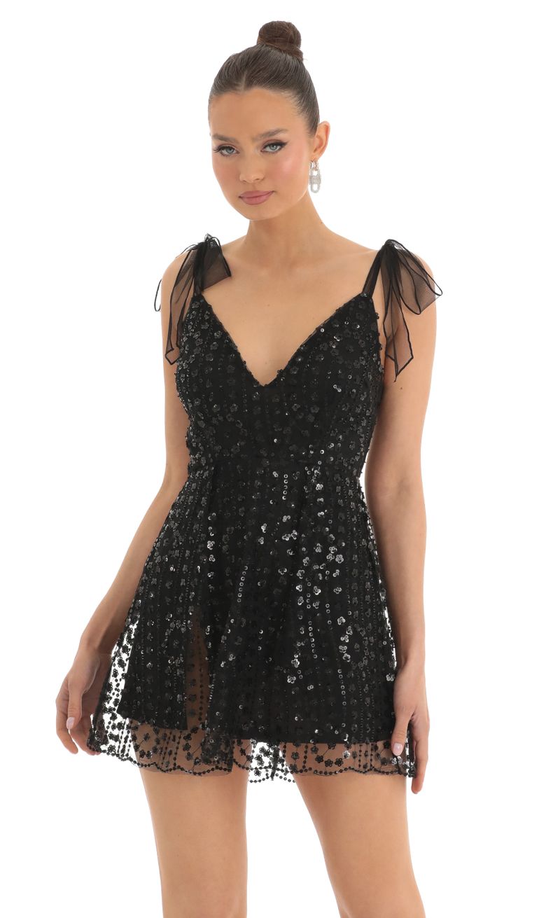 Lucy in The Sky Tia Glitter Sequin A-Line Dress in Gold